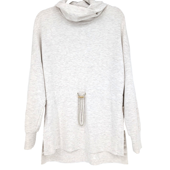 Varley Freya Double Soft High Neck Drawstring Waist Sweatshirt Ivory Marl Small - Picture 1 of 12
